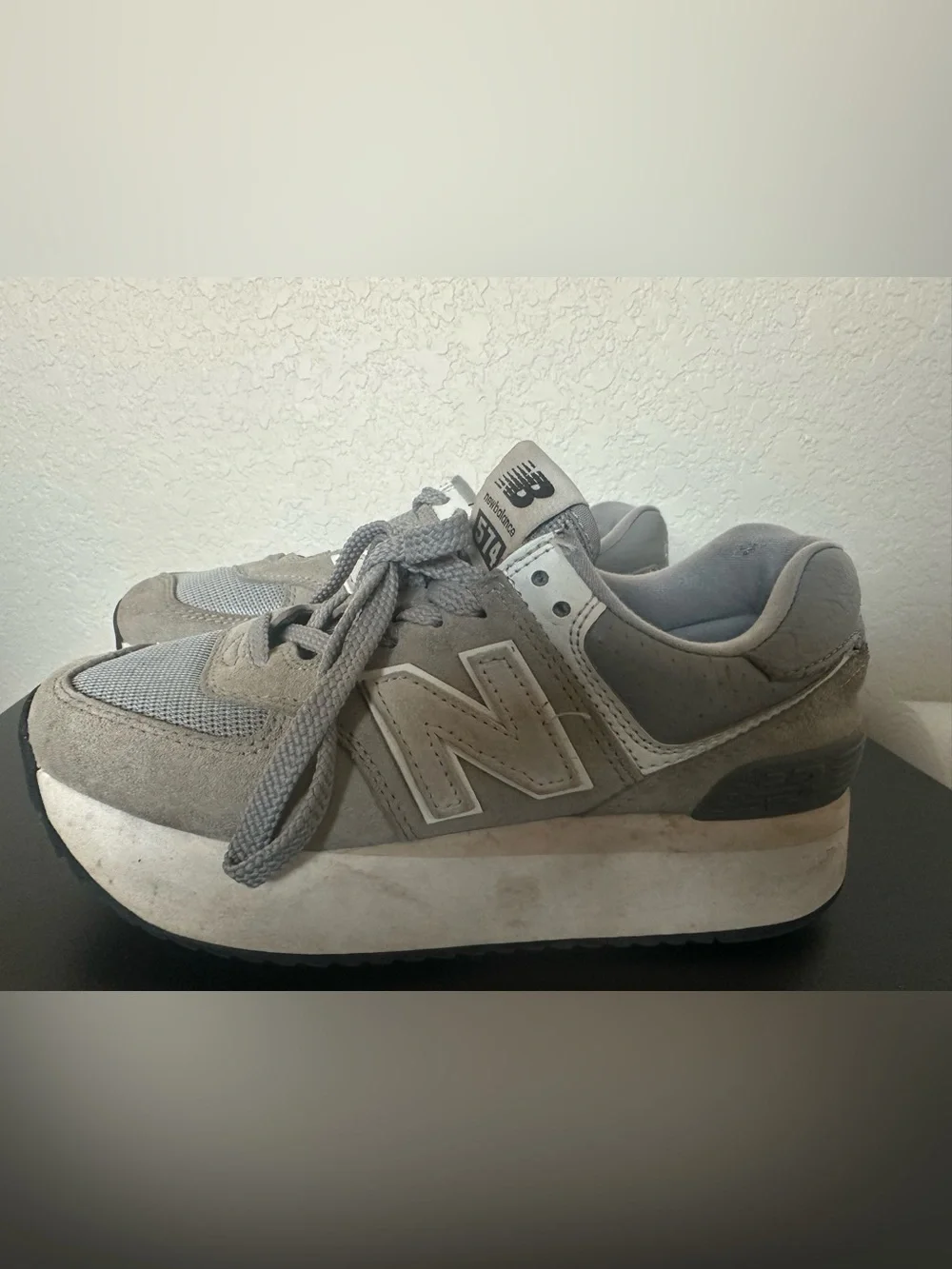 New Balance Gray Platform Athletic Sneakers